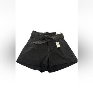 Express Womens 4 Denim Extreme High Rise Shortie Paperbag Jean Short Faded Black